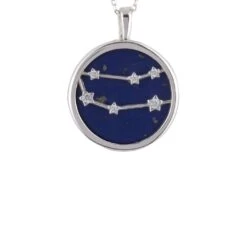 Latelita Zodiac Lapis Lazuli Gemstone Star Constellation Pendant Necklace Silver Gemini