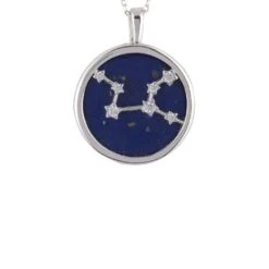 Latelita Zodiac Lapis Lazuli Gemstone Star Constellation Pendant Necklace Silver Virgo