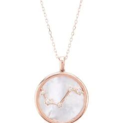 Latelita Zodiac Mother Of Pearl Gemstone Star Constellation Pendant Necklace Aries