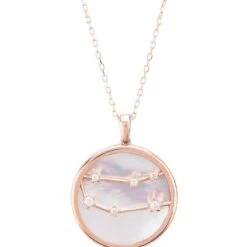 Latelita Zodiac Mother Of Pearl Gemstone Star Constellation Pendant Necklace Gemini