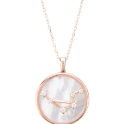Latelita Zodiac Mother Of Pearl Gemstone Star Constellation Pendant Necklace Libra